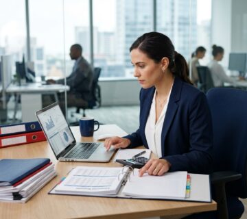 Accountant working on laptop rep… 202607061412 360x320